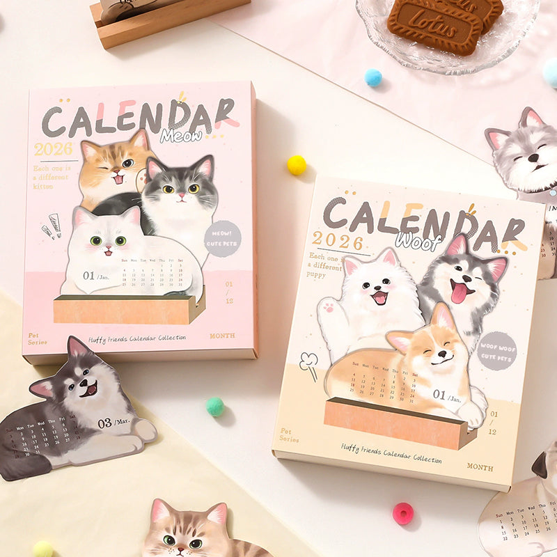 📅🐾 3D-bordkalender med katter og hunder – et år fullt av søthet på skrivebordet ditt! ✨😻🐶