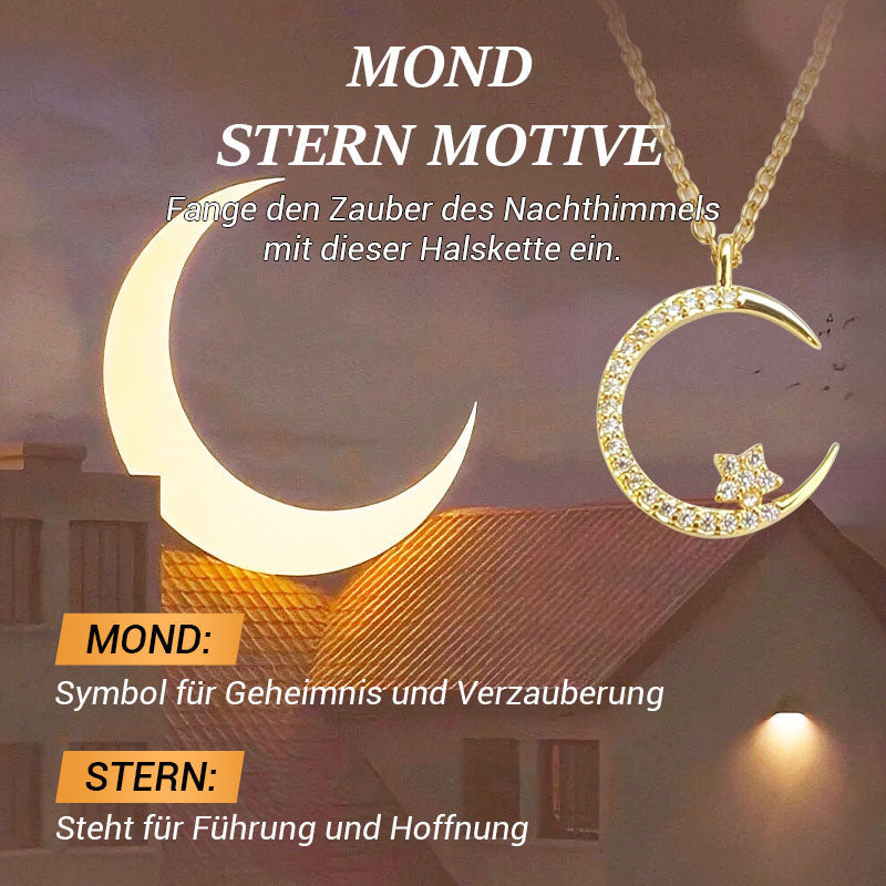 ⌛ Bare 3 dager igjen – 50 % rabatt på alt! ⏰Glitrende måne- og stjernehalskjede🌙
