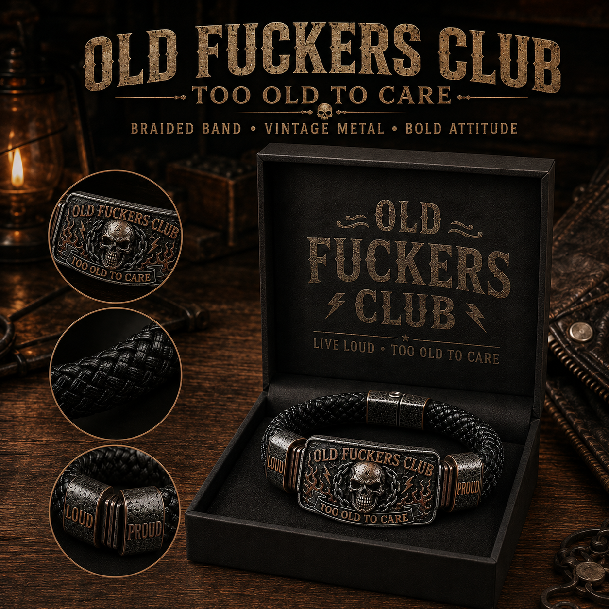 ☠️ Old Fuckers Club & Wild Freedom 🪓 | 2026 begrenset opplag av vintage-armbån