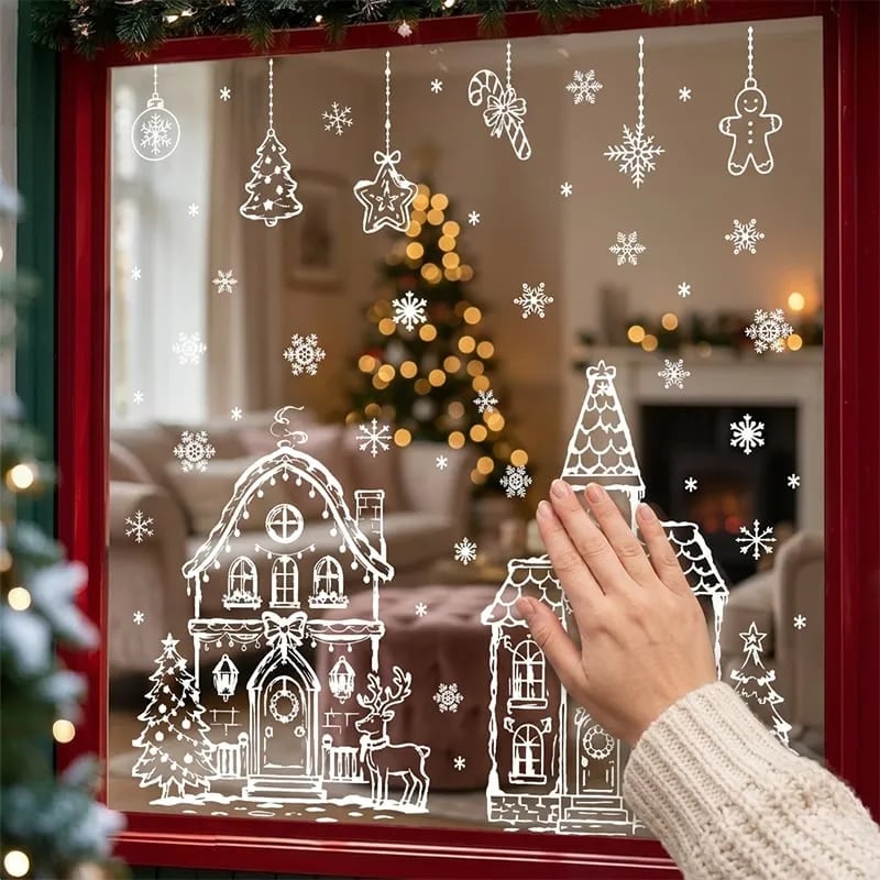 ❄️🎅Sett med statiske julevindusklistremerker