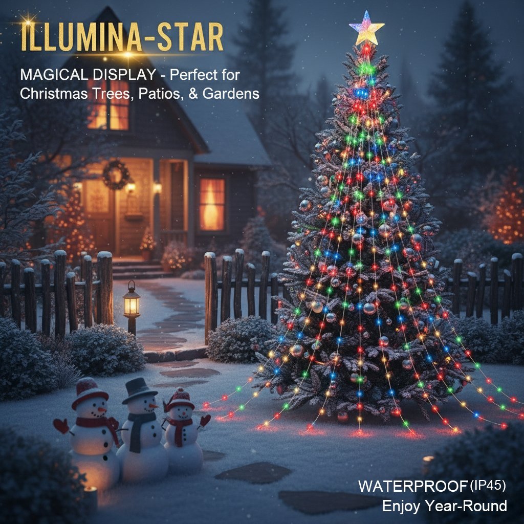 🎄✨ Starlight Cascade Light Show – Magisk julelys med 8 moduser og fjernkontroll! ✨🌟
