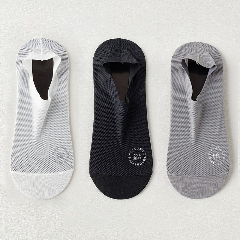 🔥 Pakke med 3 par usynlige sokker med sklisikker såle 🧦 – Pustende, lavskåret design med sklisikker og svetteabsorberende egenskaper