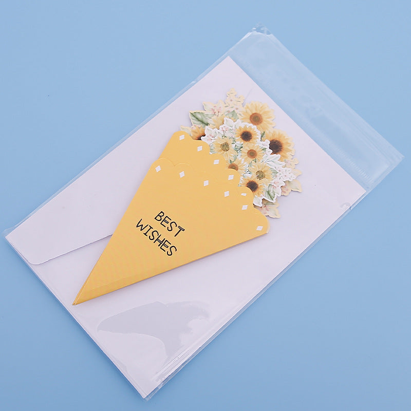 💐3D-blomsterbukett-gratulasjonskort – kreative blomsterkort med konvolutter