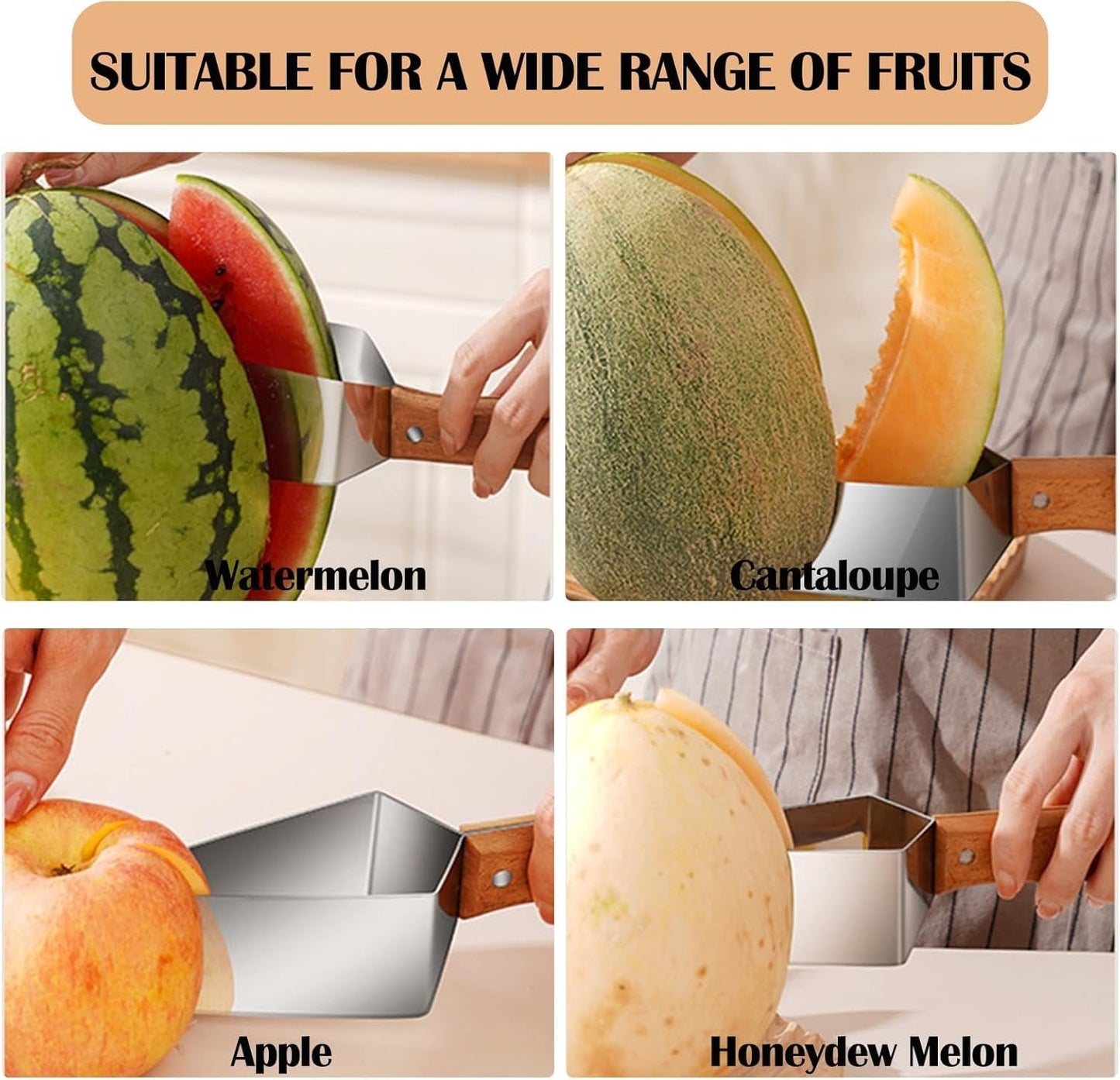 🍉🔪 Trekantet vannmelonskiver — Rustfritt stål med trehåndtak ✨