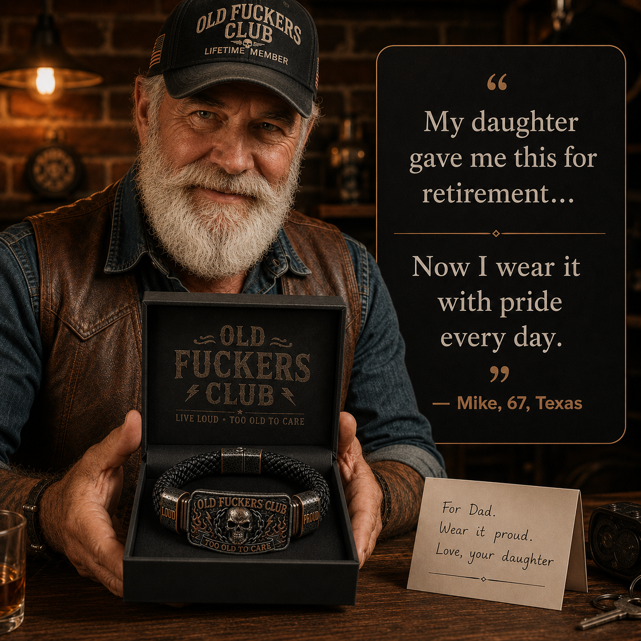 ☠️ Old Fuckers Club & Wild Freedom 🪓 | 2026 begrenset opplag av vintage-armbån