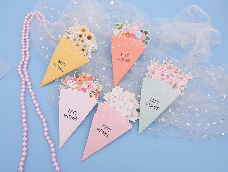 💐3D-blomsterbukett-gratulasjonskort – kreative blomsterkort med konvolutter