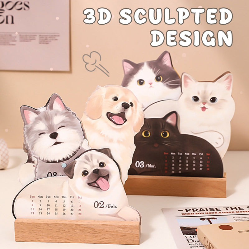 📅🐾 3D-bordkalender med katter og hunder – et år fullt av søthet på skrivebordet ditt! ✨😻🐶