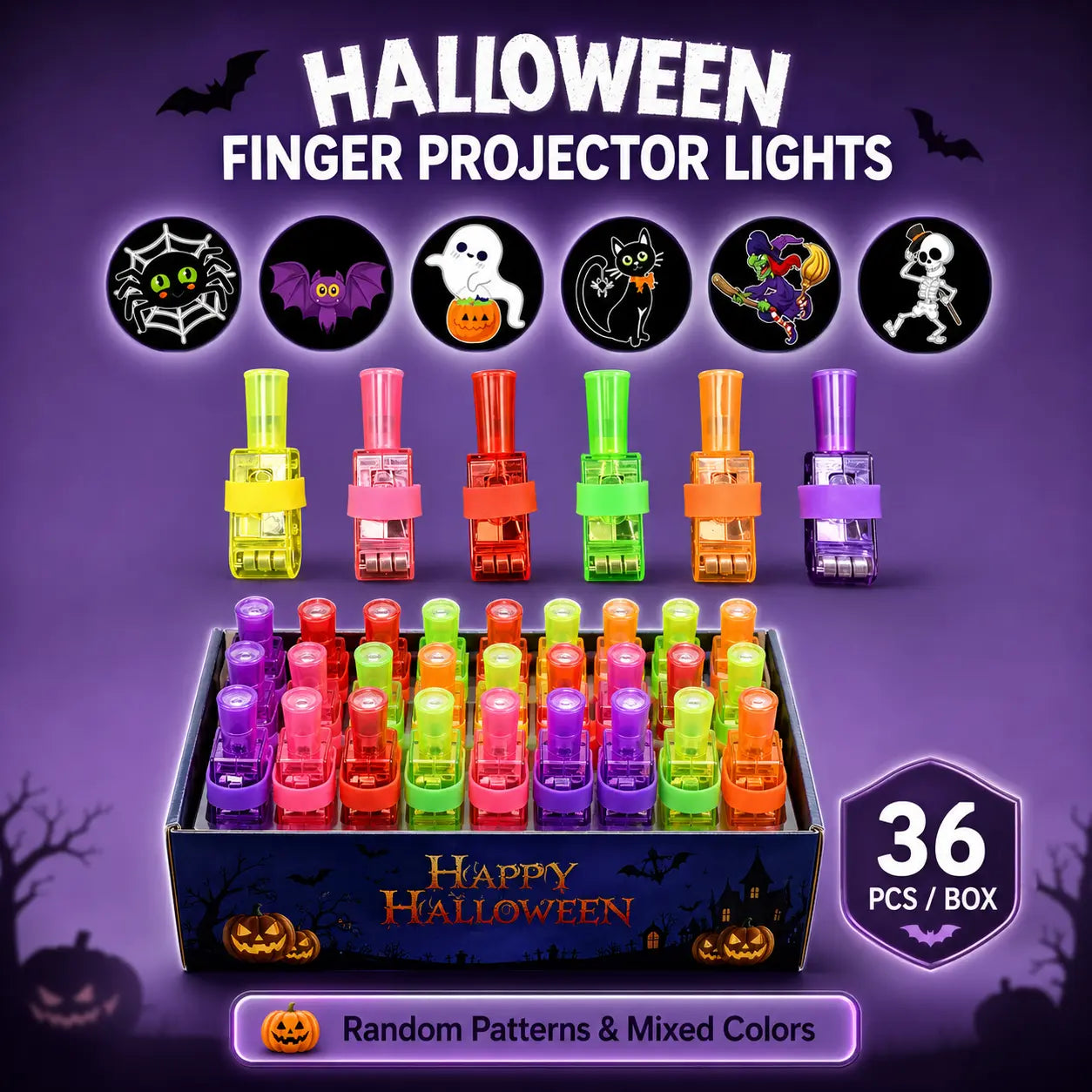 👻🎃 Fingerprojektorringer til Halloween – LED-festtilbehør for barn