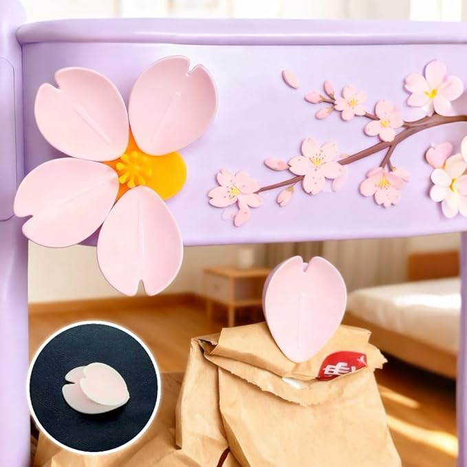 🖌Magnetiske chipklemmer i form av kirsebærblomster og lotusblomster, dekorative kjøleskapsmagneter
