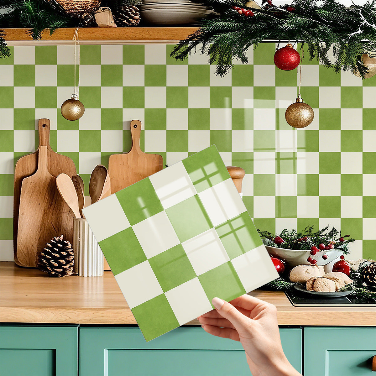 🏠Kökskakelklistermärken – rutmönster, DIY-dekoration för hemrenovering