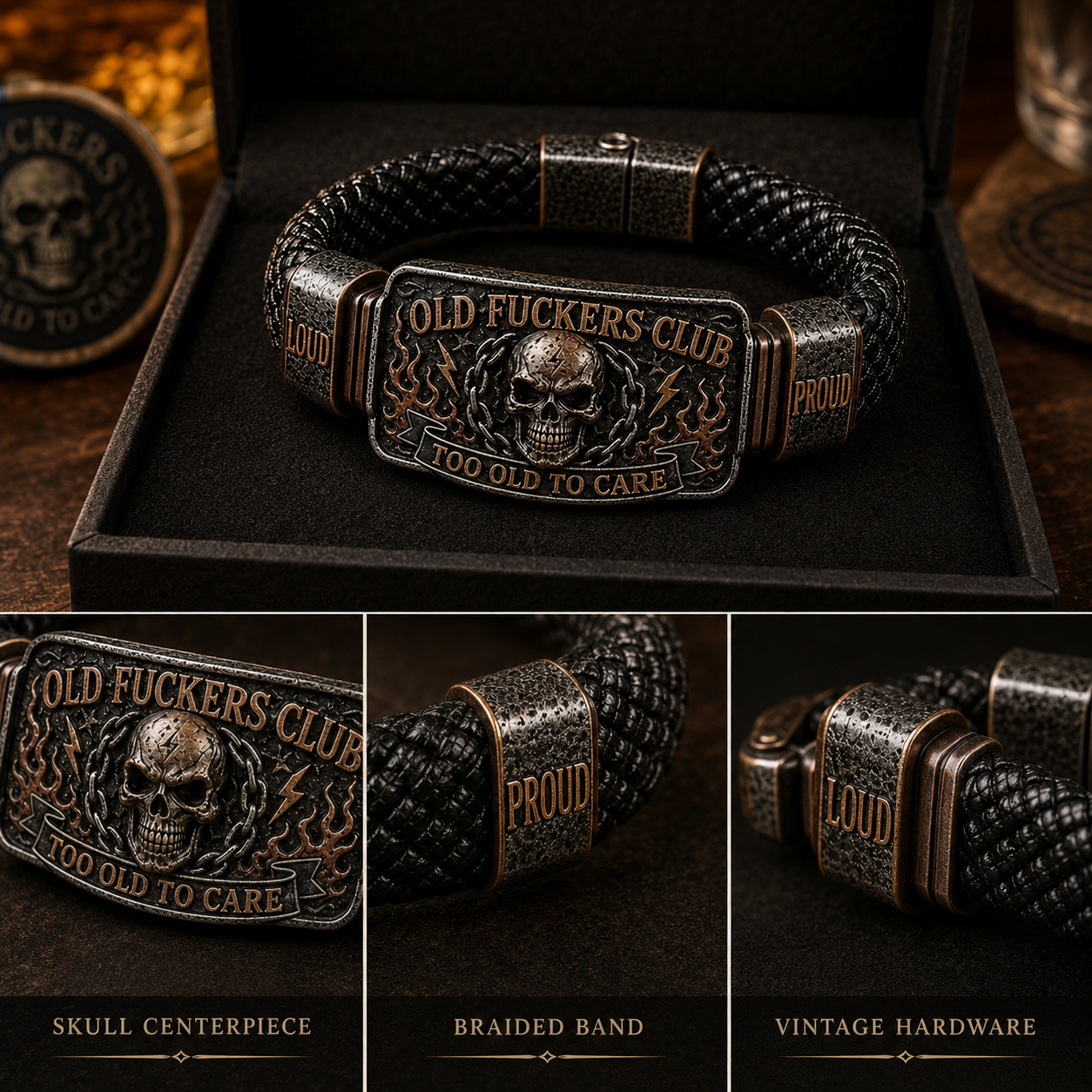 ☠️ Old Fuckers Club & Wild Freedom 🪓 | 2026 begrenset opplag av vintage-armbån