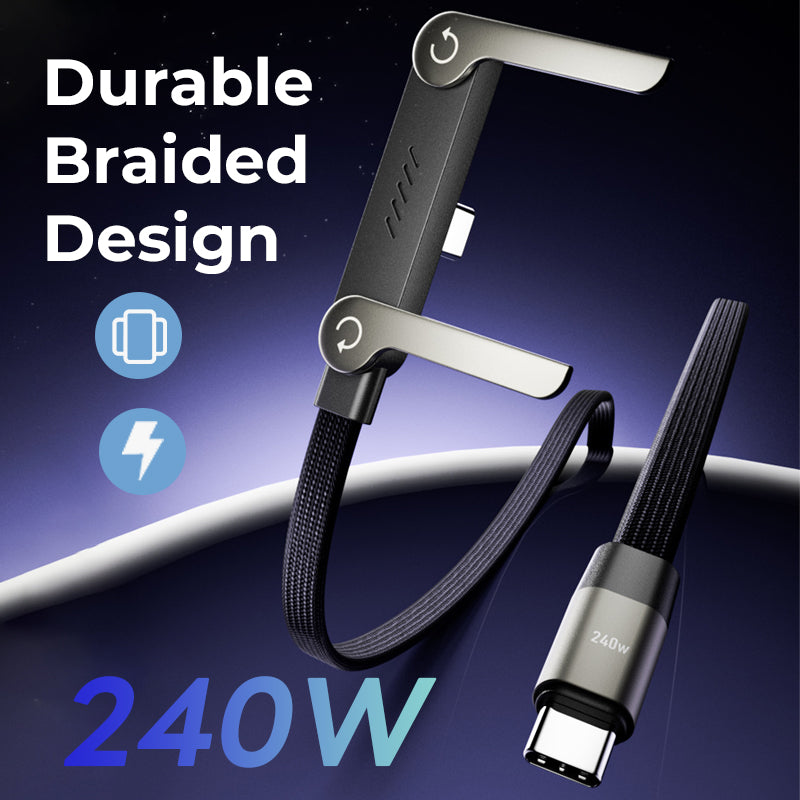 ⚡2-i-1 usynlig ladekabel – 240W hurtigladekabel med innebygd telefonstativ