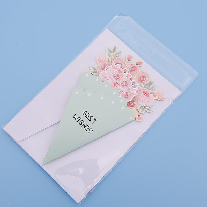 💐3D-blomsterbukett-gratulasjonskort – kreative blomsterkort med konvolutter