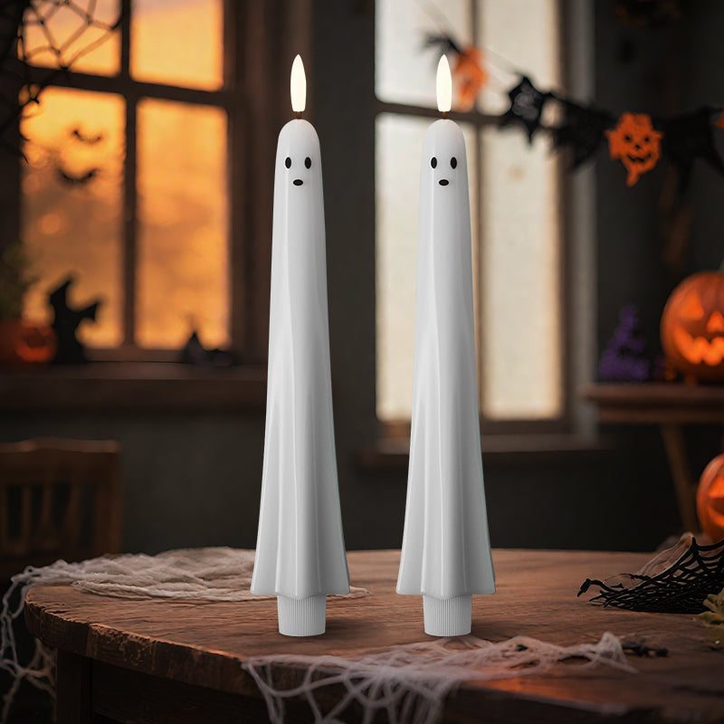 🎃👻Fjernstyrt spøkelseslys med 3D-flimrende veke 👻🎃