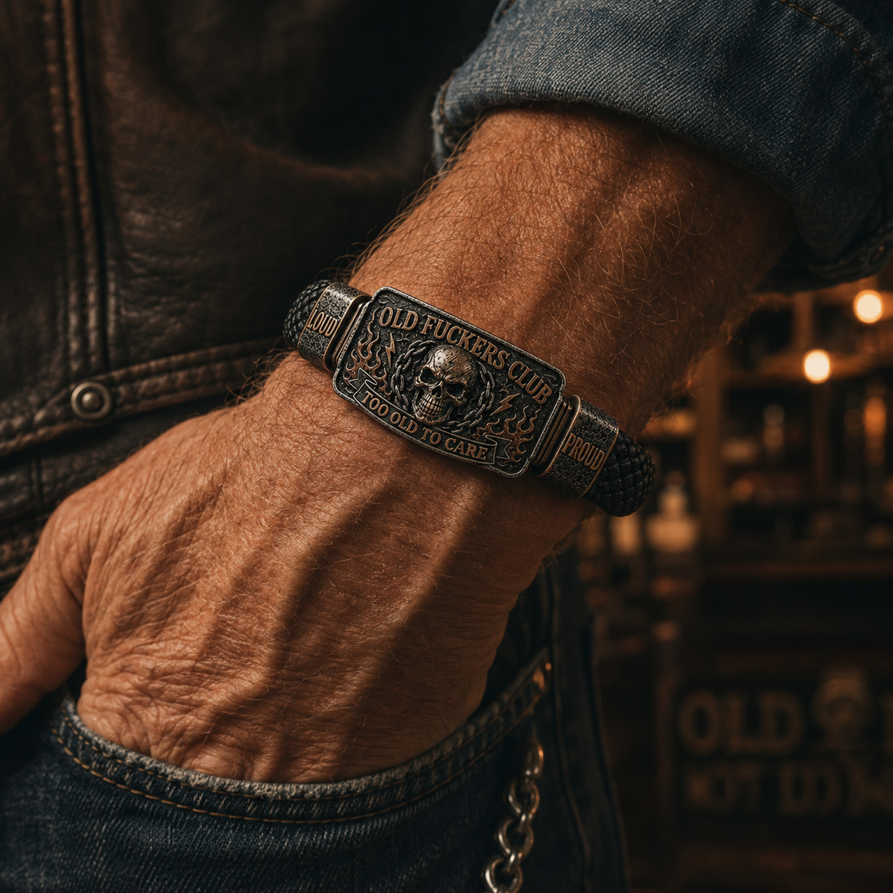 ☠️ Old Fuckers Club & Wild Freedom 🪓 | 2026 begrenset opplag av vintage-armbån