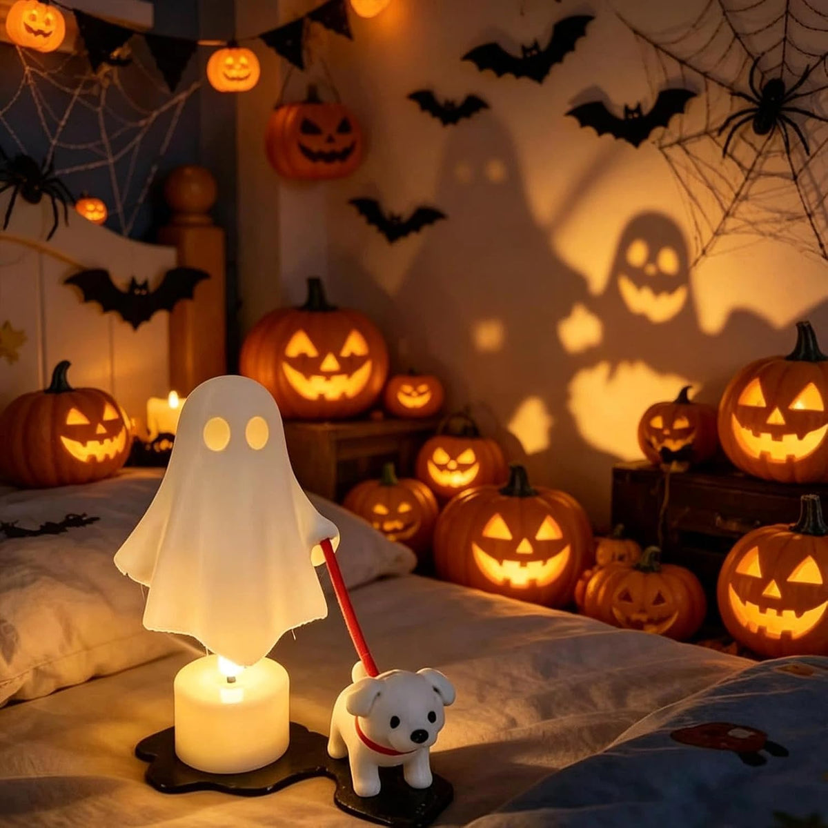 👻🐾 Nattlys med spøkelseshund til Halloween