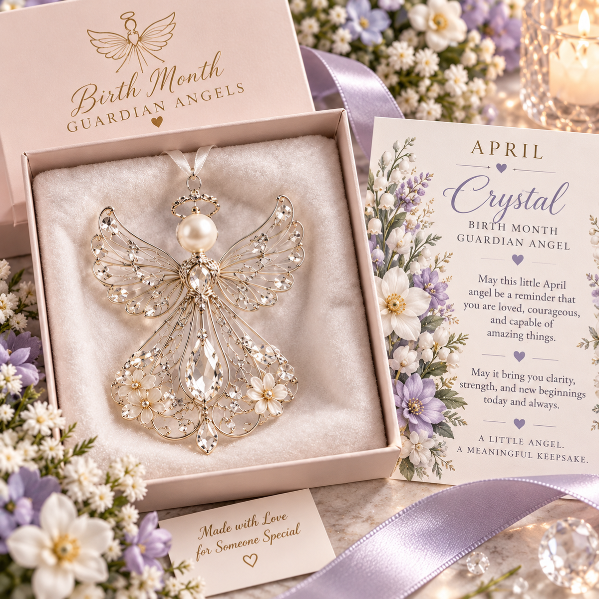 🕊️ Julepynt med fødselsmånedens skytsengel – Ikke bare en engel. Deres egen engel ✨💎