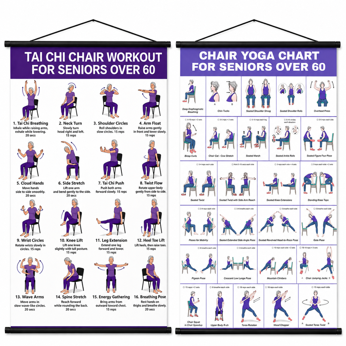 🔥🧘‍♀️Tai Chi-treningsskjema for eldre (40*60 cm)