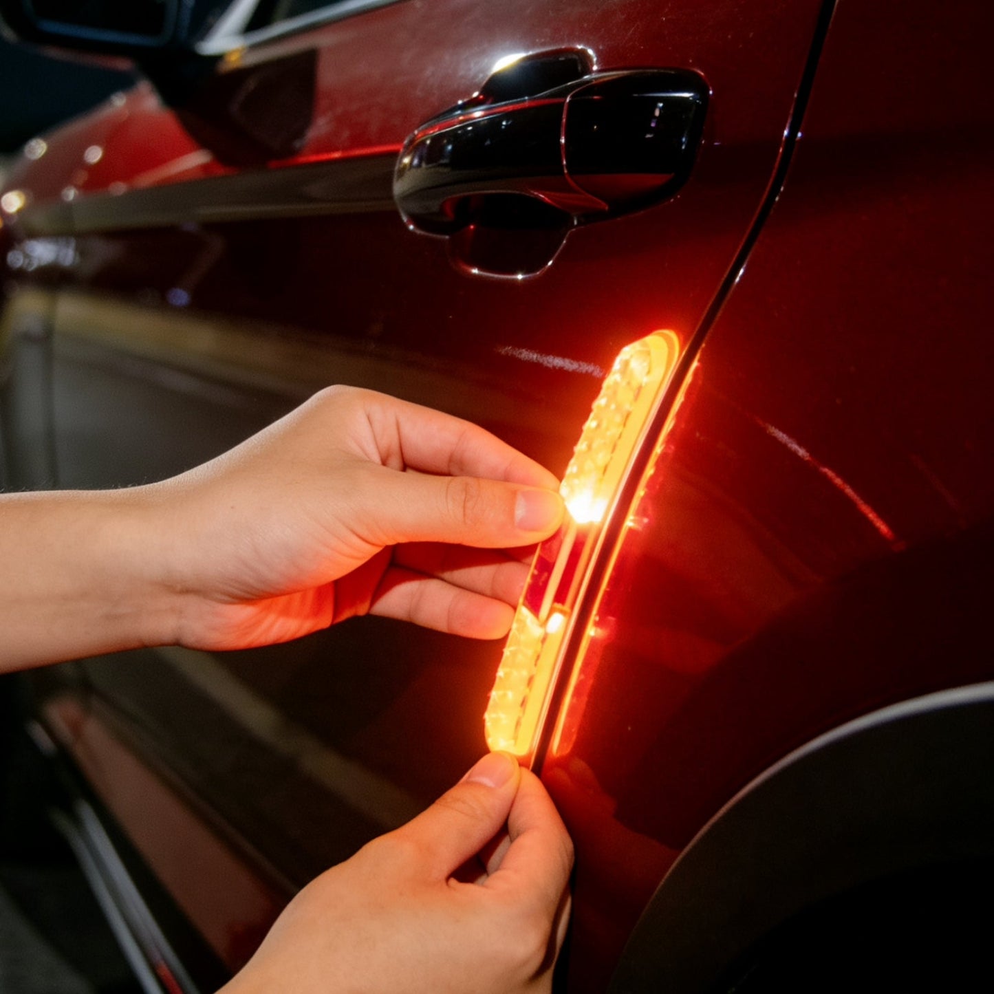 🚗Solcelledrevet RGB-varsellampe for bildører – automatisk støtfangerlist