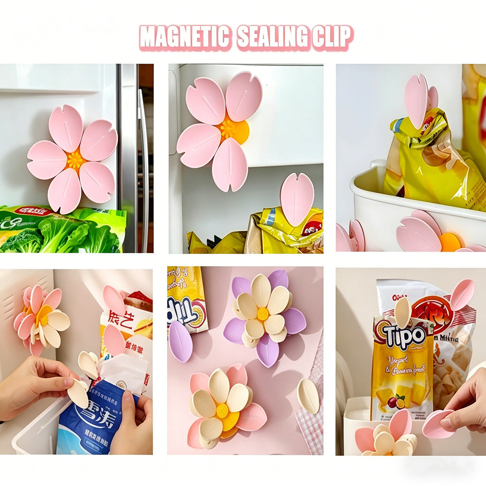 🖌Magnetiske chipklemmer i form av kirsebærblomster og lotusblomster, dekorative kjøleskapsmagneter