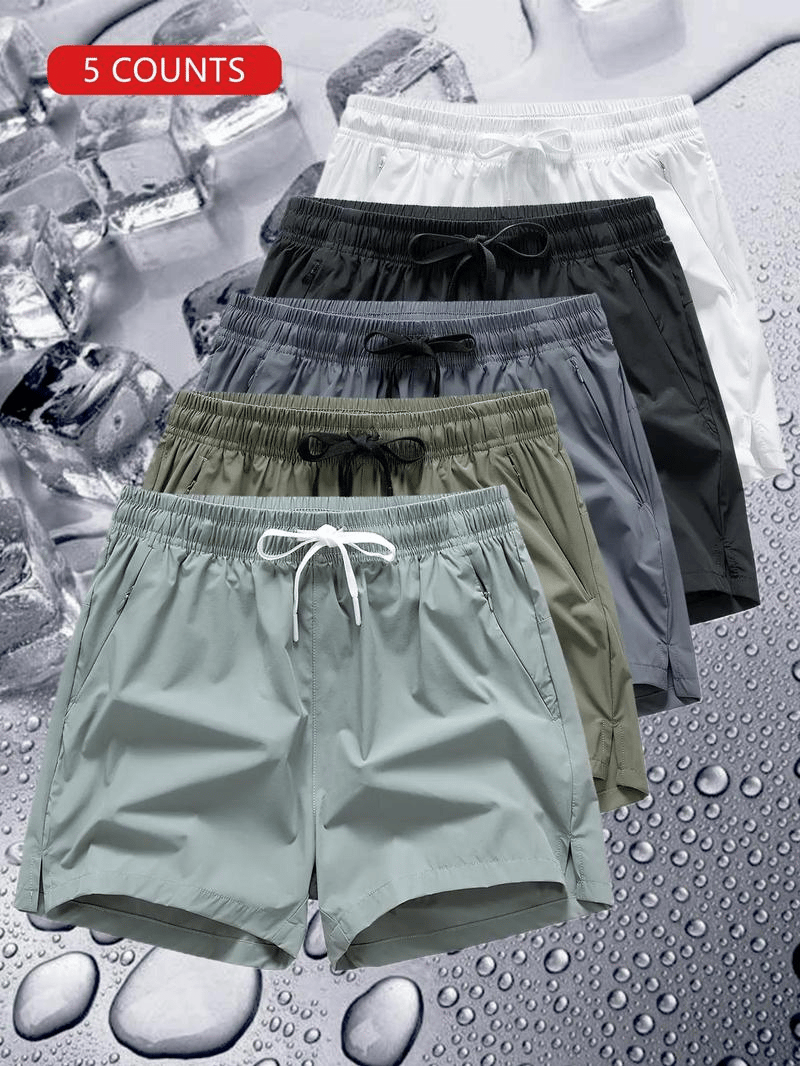 Shorts med bokstavtrykk og snøring i livet for menn -- hurtigtørkende shorts