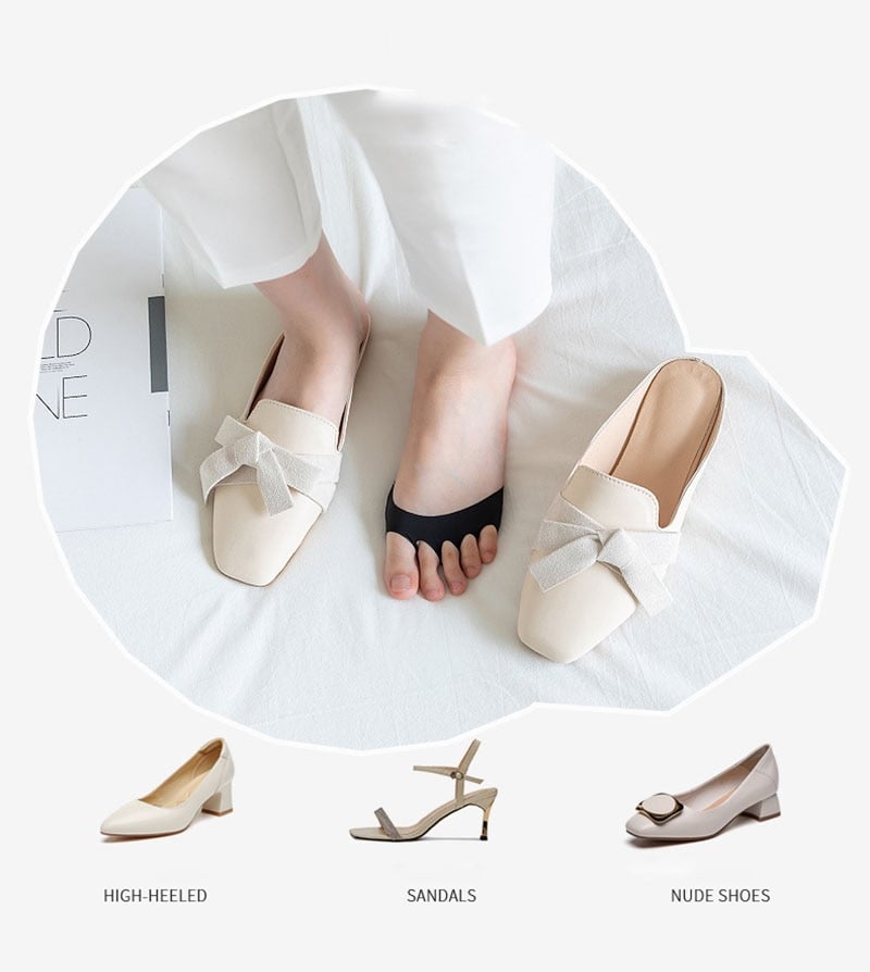 👠✨ Fem-tå forfotputer for kvinner | Støtdempende innleggssåler for høye hæler | Svart/beige