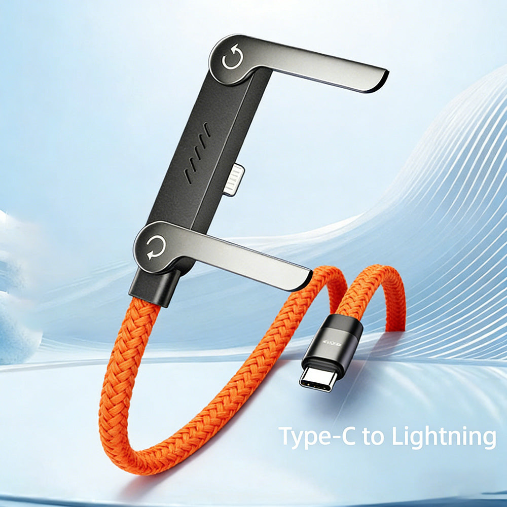 ⚡240 W hurtigladekabel med integrert usynlig stativ — innebygd telefonholder