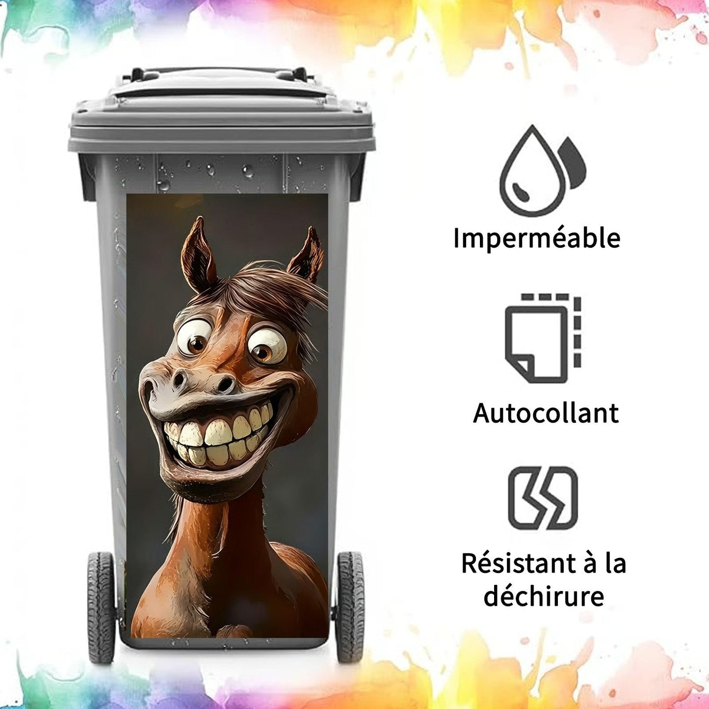 🦒🐯Kreativt søppelbøtteklistremerke med fargerik tegneserie✨