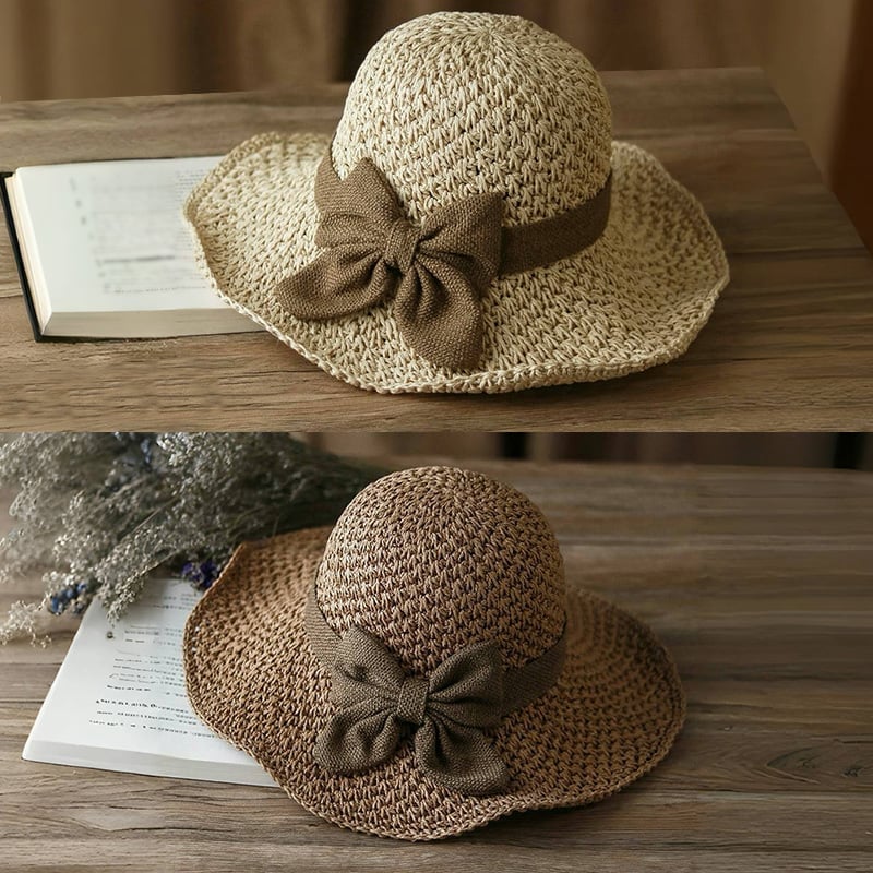 🎀 Siste dag-tilbud: 49 % rabatt👒 | Stråhatt med retro-sløyfe – sammenleggbar og luftig til sommeren