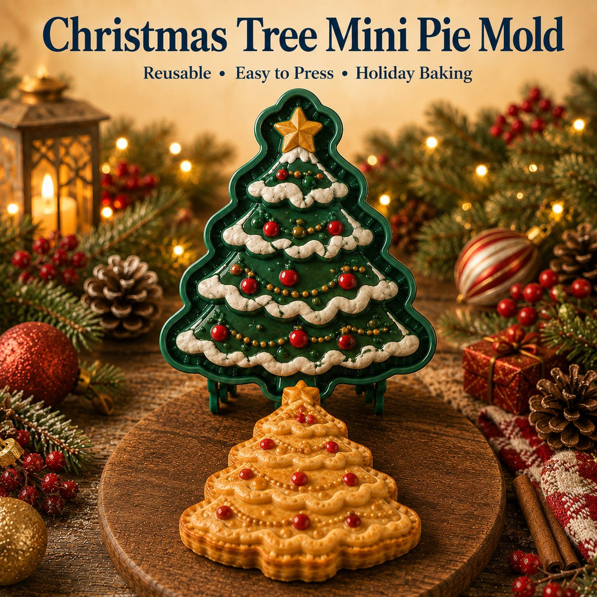 🎄16-delers samling med designede mini-paiformer til jul | Gjenbrukbare, pregede former for å lage detaljerte paier med motiv av julenissen, snømann, reinsdyr, juletre og andre julemotiver 🥧✨