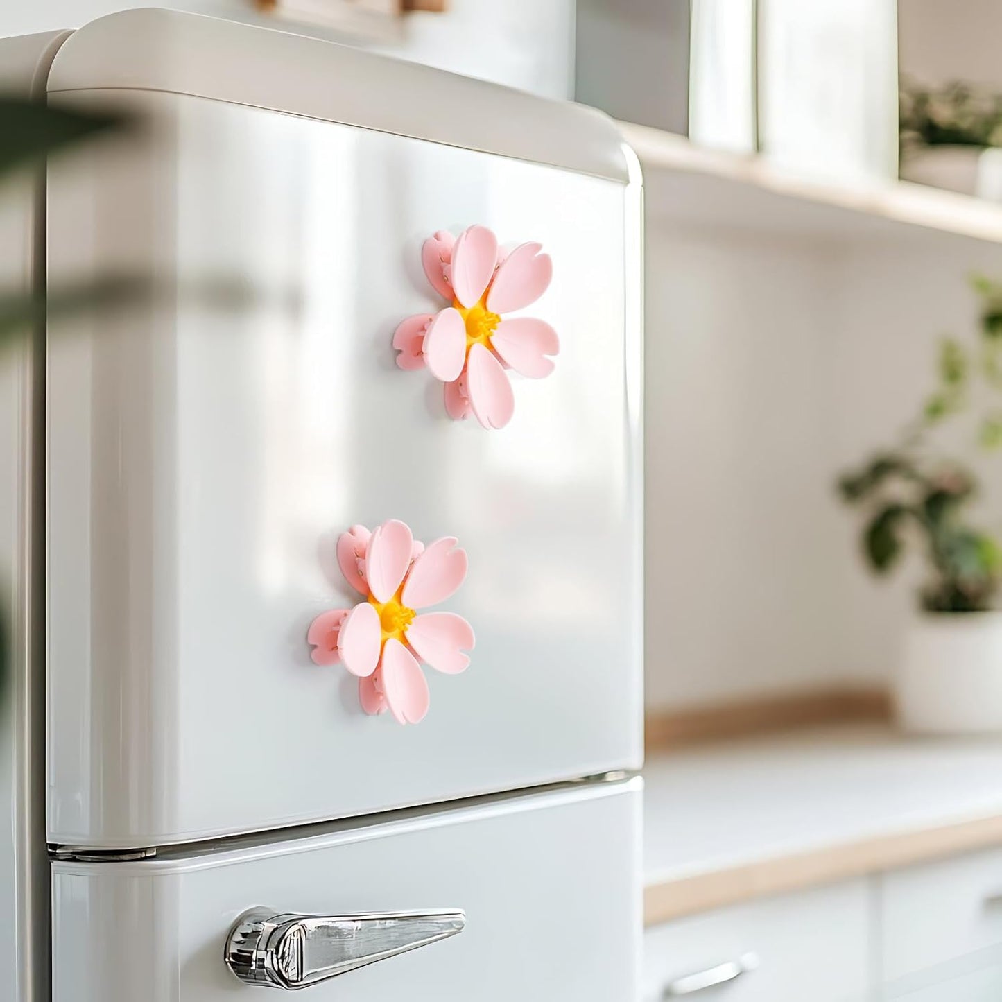 🖌Magnetiske chipklemmer i form av kirsebærblomster og lotusblomster, dekorative kjøleskapsmagneter