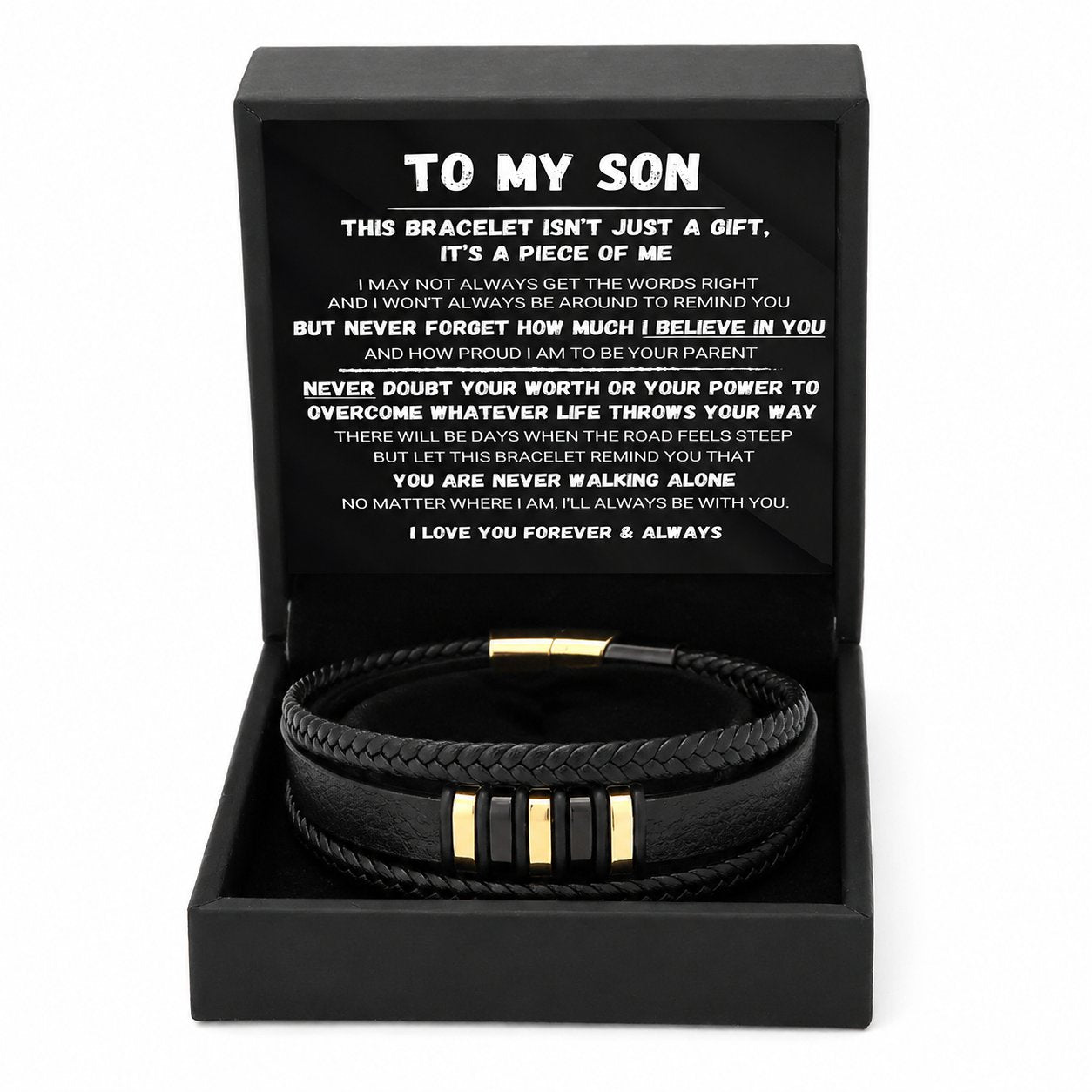 🖤Til sønnen min — Sett med flettede armbånd «Gå aldri alene»