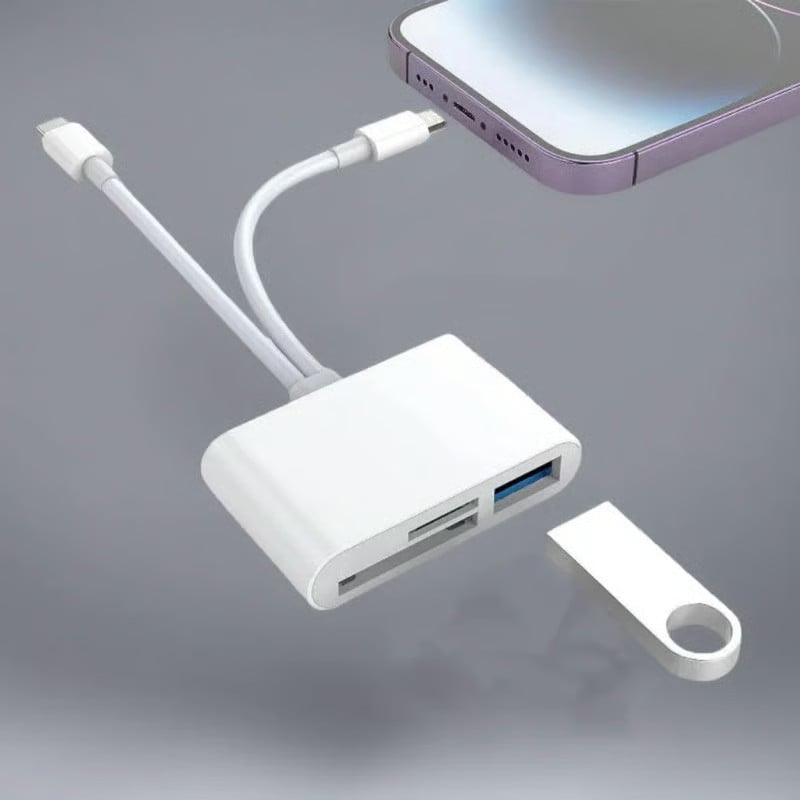 🏆Siste dag – 50 % rabatt🔥3-i-1 USB-C-minnekortleser