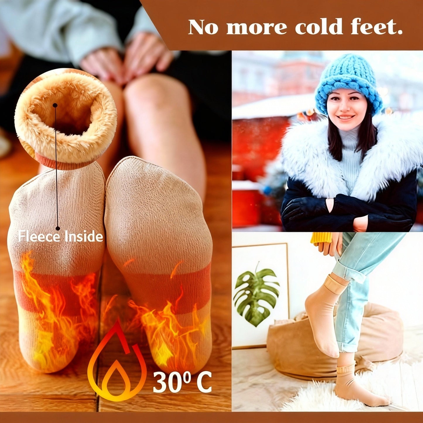 🧦✨ 5-pakk fleecefôrede vintersokker – selvoppvarmende, ekstra tykke og pustende for menn og kvinner! ✨🔥