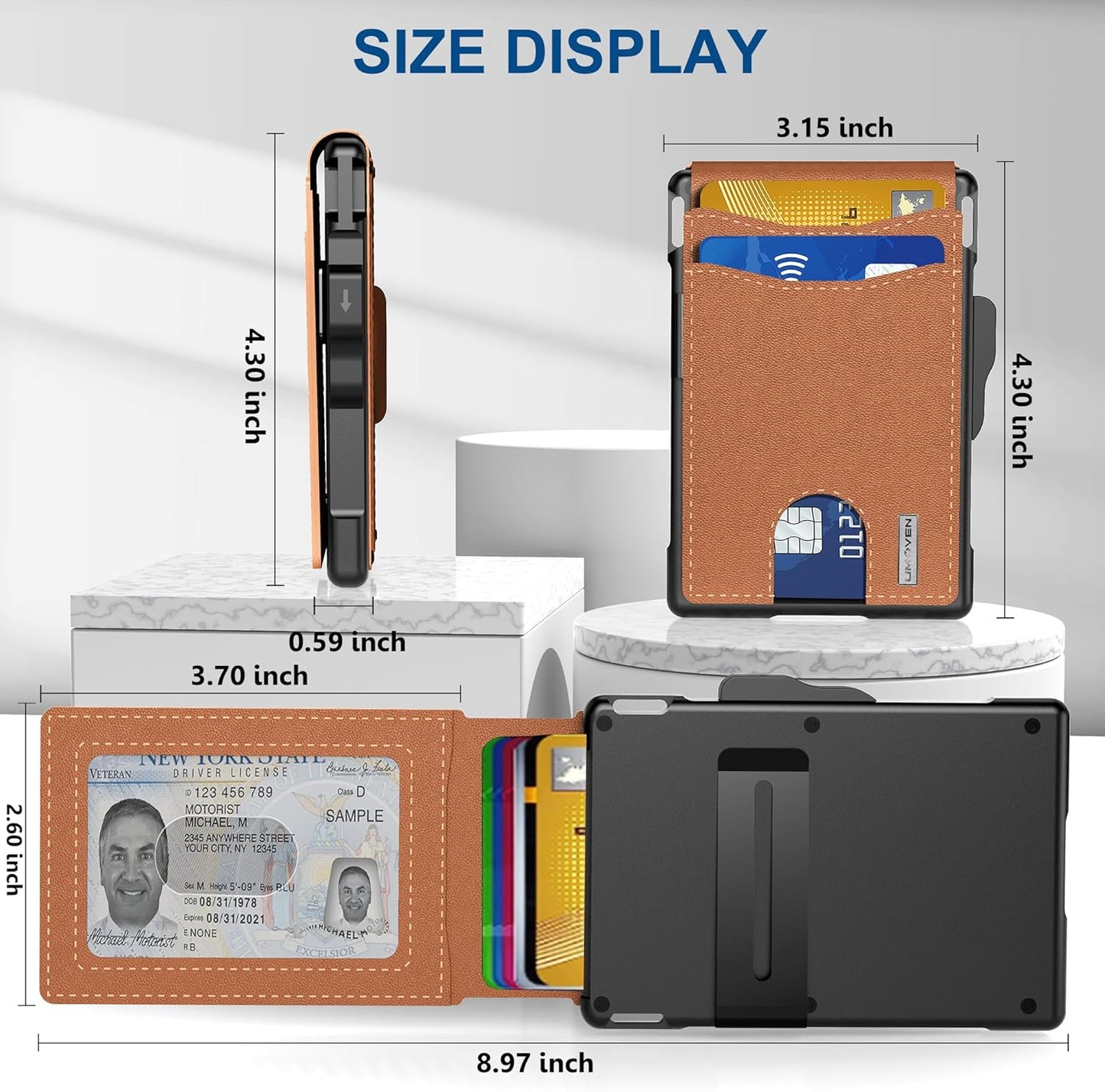 ✨AirTag-lommebok for menn – med pop-up-aluminiumsveske, pengeklips, slanke skinnlommer, kredittkortlommer, RFID-beskyttelse, minimalistisk lommebok med to rom