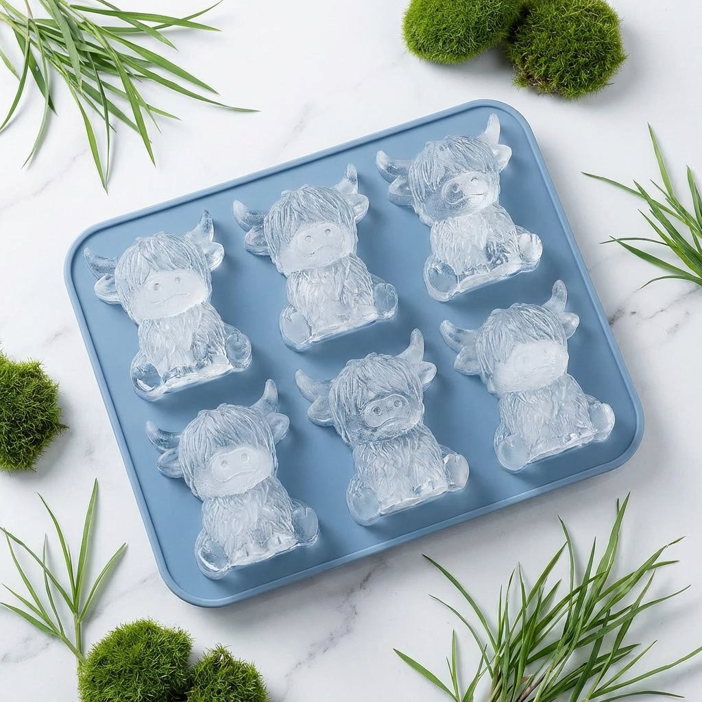 🐮 Mini isbitform av høylandsku – Søt 3D-is til drikke, fester og gaver