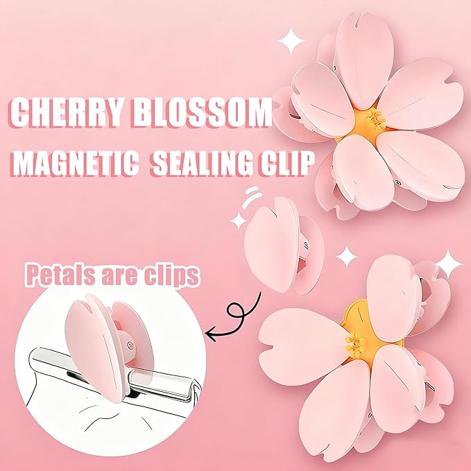 🖌Magnetiske chipklemmer i form av kirsebærblomster og lotusblomster, dekorative kjøleskapsmagneter