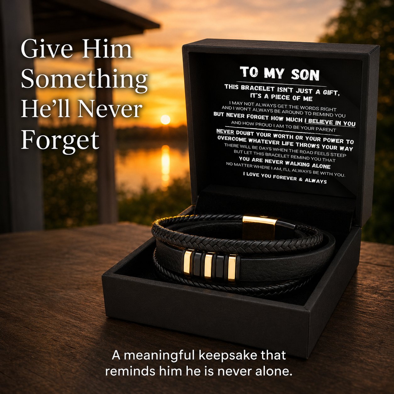 🖤Til sønnen min — Sett med flettede armbånd «Gå aldri alene»