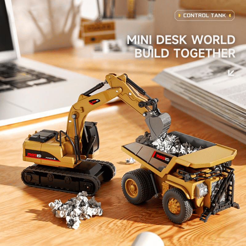 🚜 1:64 Mini fjernstyrt modell av anleggsmaskin laget av høykvalitetslegering