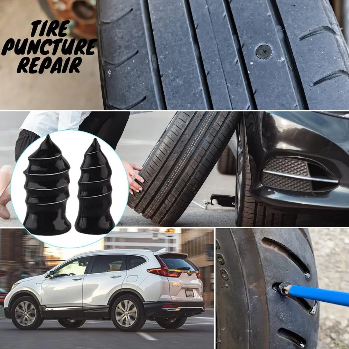 🔧✨ Gummi-klammer for dekkreparasjon – hurtigreparasjonssett for biler, motorsykler og sykler! ✨🚗