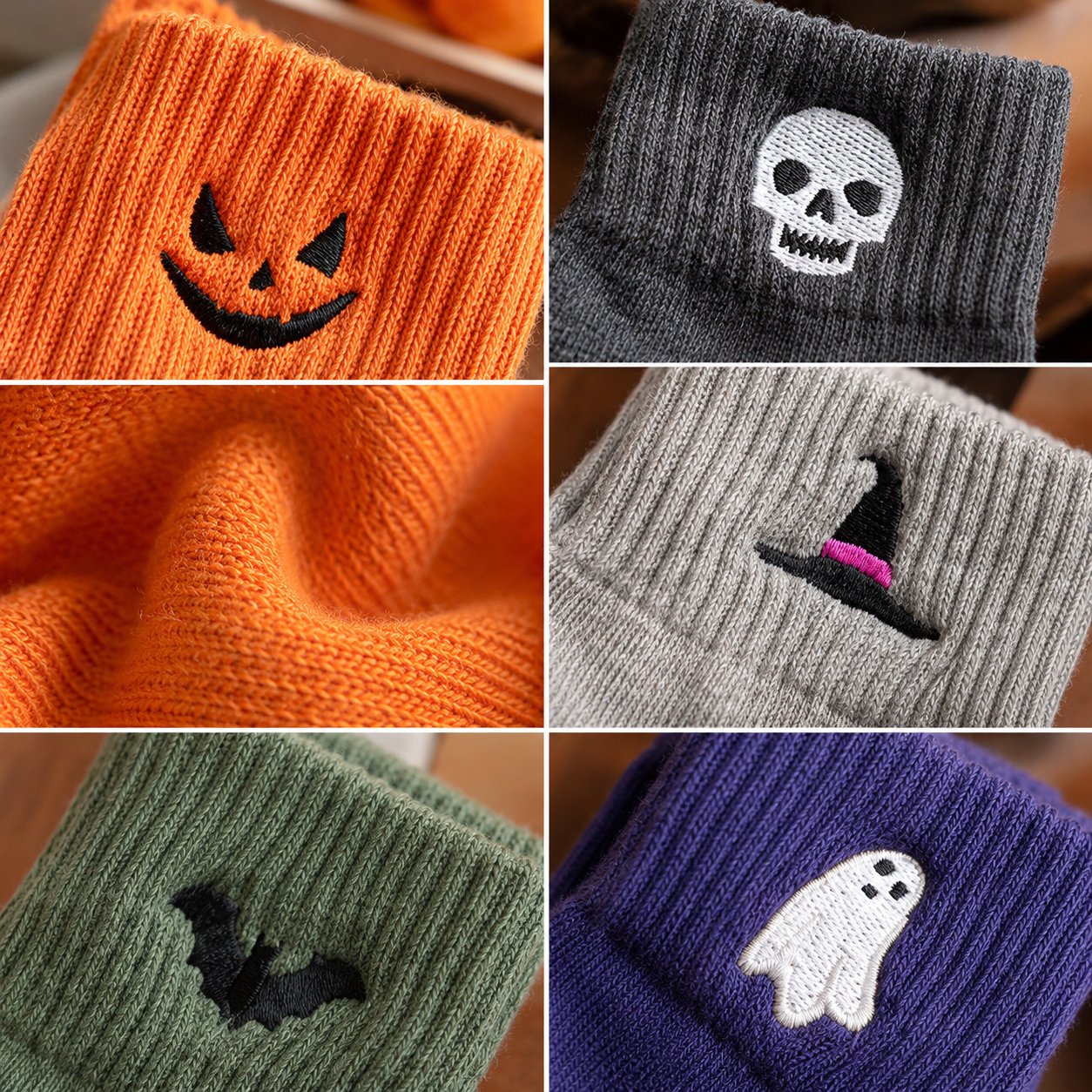 🎃 Populære broderte Halloween-sokker – søte, skumle strikkesokker | 100 % bomull✨