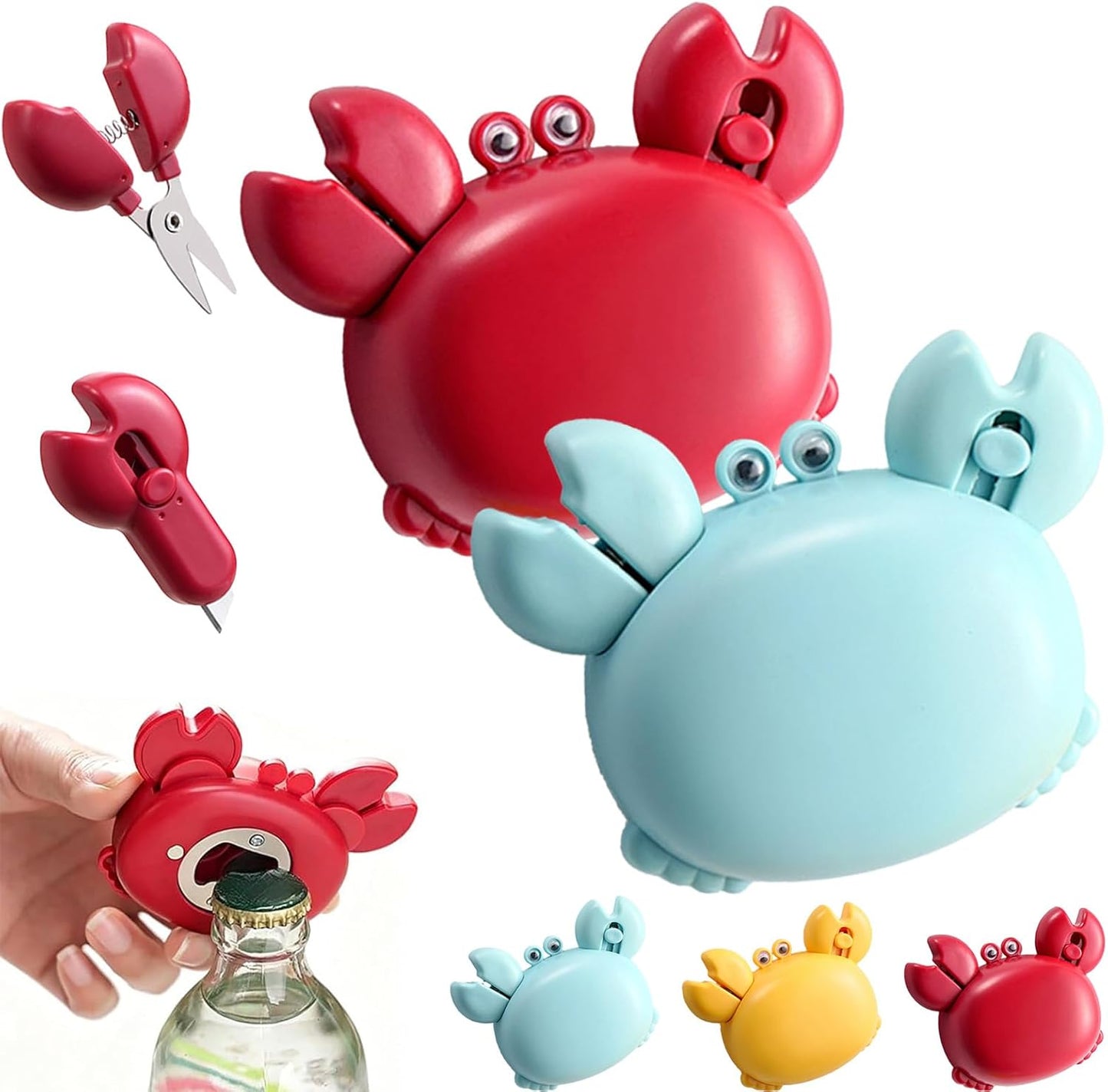 🦀4-i-1 magnetisk kjøleskapsmagnet med saks, bokskutter og boksåpner