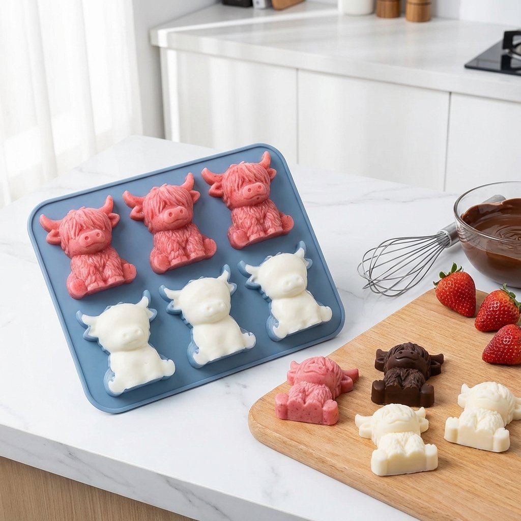 🐮 Mini isbitform av høylandsku – Søt 3D-is til drikke, fester og gaver