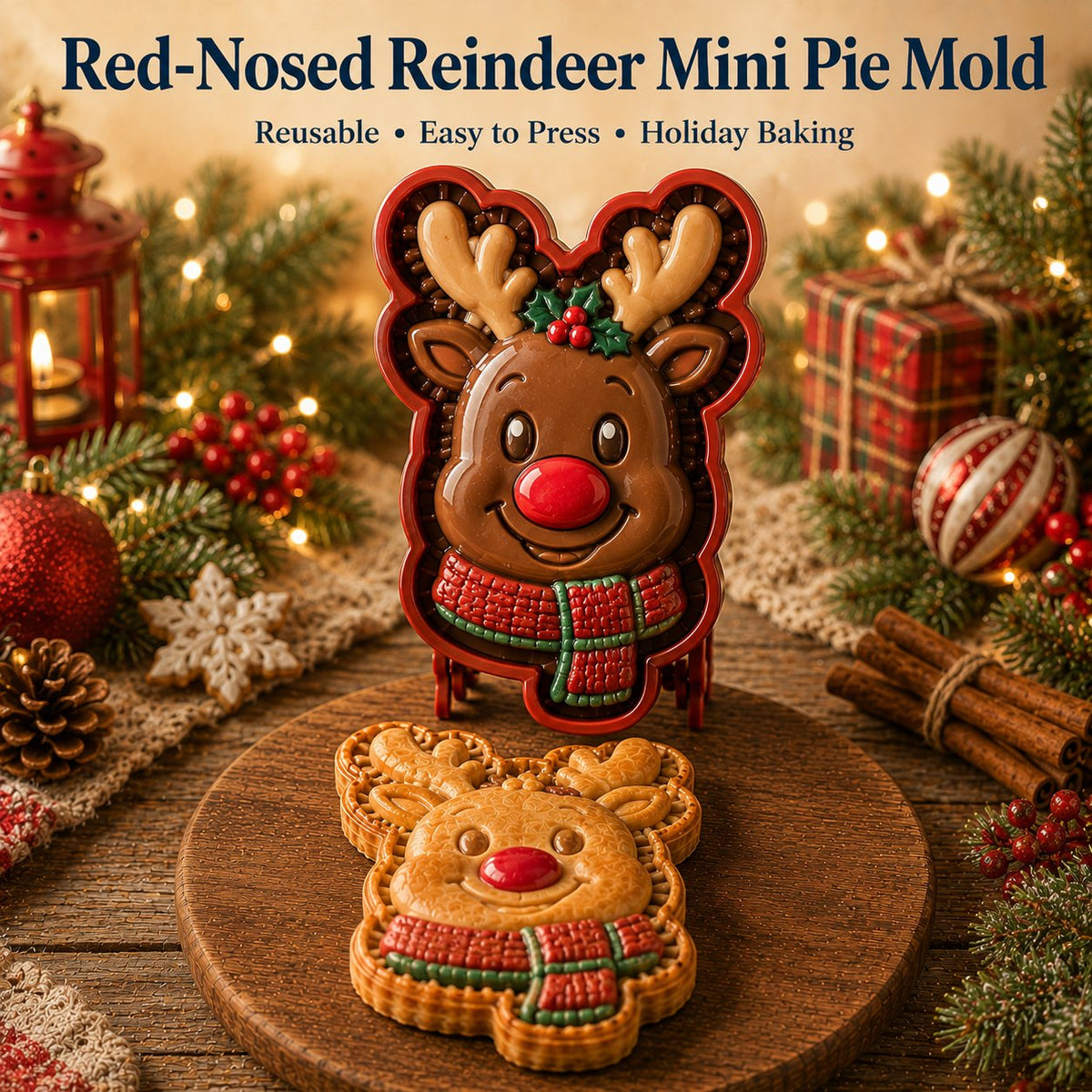🎄16-delers samling med designede mini-paiformer til jul | Gjenbrukbare, pregede former for å lage detaljerte paier med motiv av julenissen, snømann, reinsdyr, juletre og andre julemotiver 🥧✨
