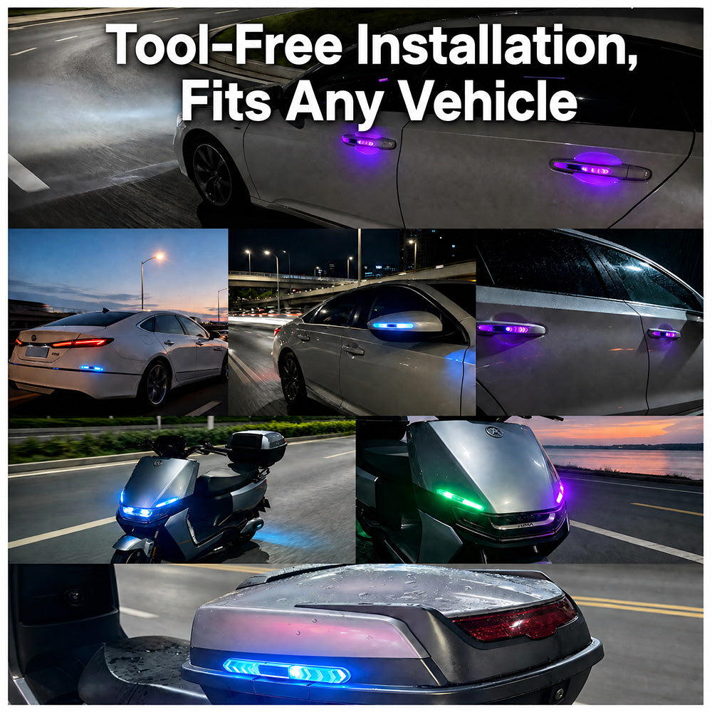 🚗Solcelledrevet RGB-varsellampe for bildører – automatisk støtfangerlist