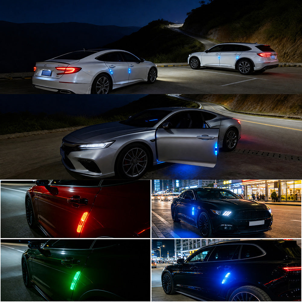 🚗Solcelledrevet RGB-varsellampe for bildører – automatisk støtfangerlist