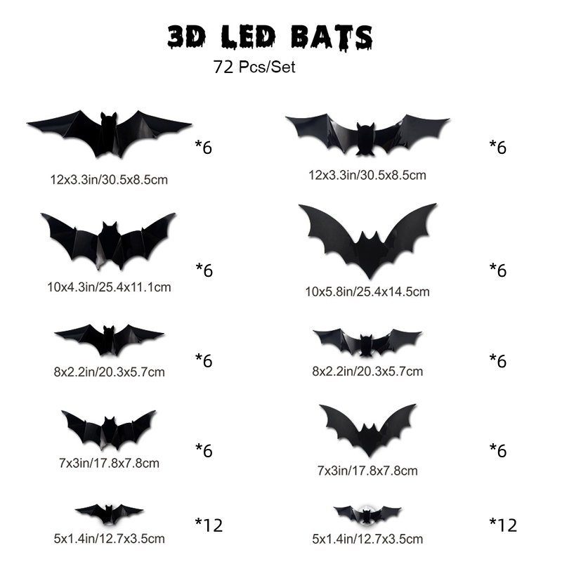 🦇Halloween-dekorasjon: 3D LED-vegglampe formet som en flaggermus