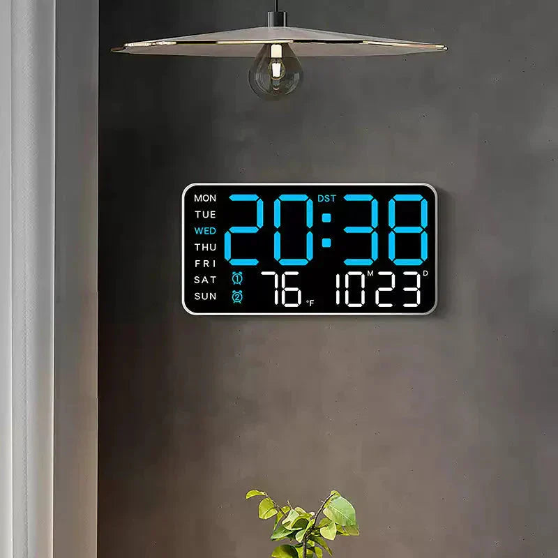 Stor digital veggklokke med LED-display, datovisning og termometer, perfekt gave til eldre, dekorasjon til stuen og soverommet