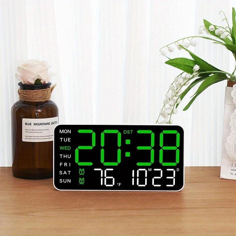 Stor digital veggklokke med LED-display, datovisning og termometer, perfekt gave til eldre, dekorasjon til stuen og soverommet