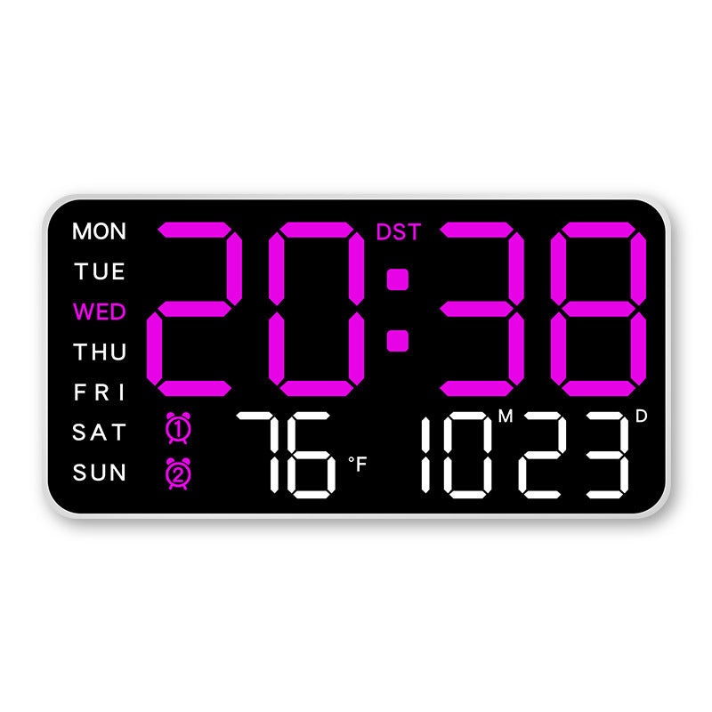 Stor digital veggklokke med LED-display, datovisning og termometer, perfekt gave til eldre, dekorasjon til stuen og soverommet